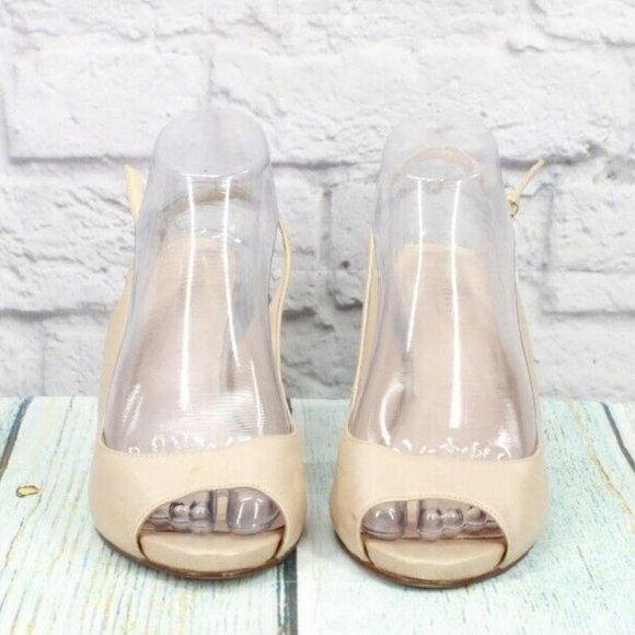 Cole Haan Cream Leather Peep Toe High Stilettos Pump Shoes Size 8.5 B - Picture 4 of 9